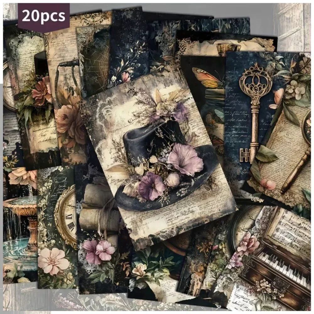 NWT 20pc Vintage Whimsical Scrapbook Ephemera Paper Postcard Pack 4x6 Junk Journ